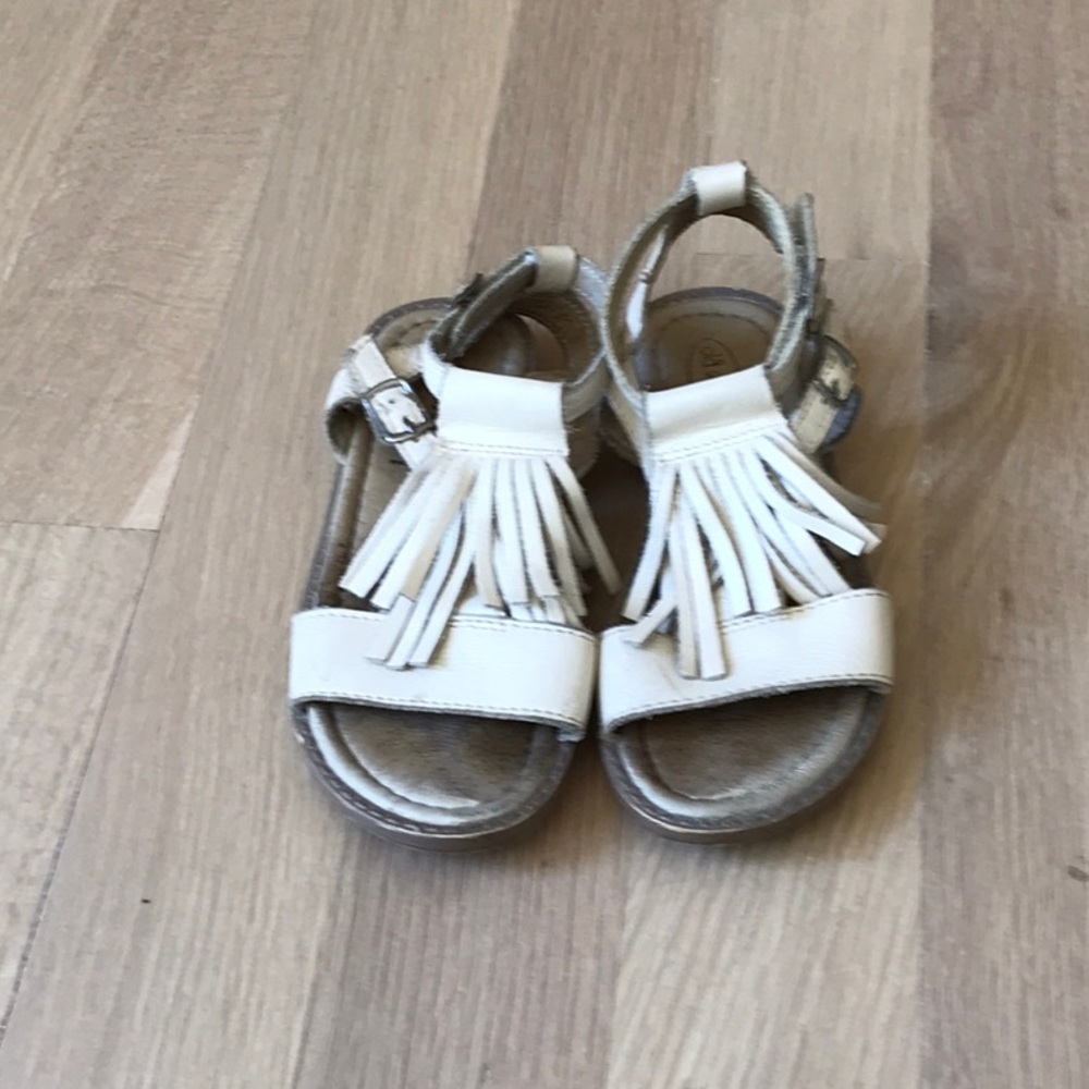 Old Soles size 12 kids tassel sandals, white.